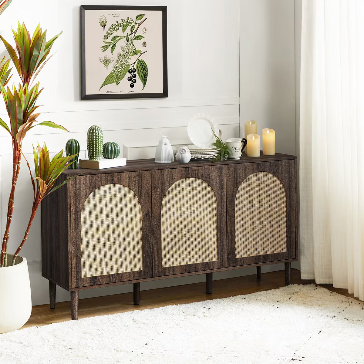 Philemon  56 Wide Modern Cabinet Sideboard with Adjustable Shelves with Rattan Design | Karat Ho... | Target