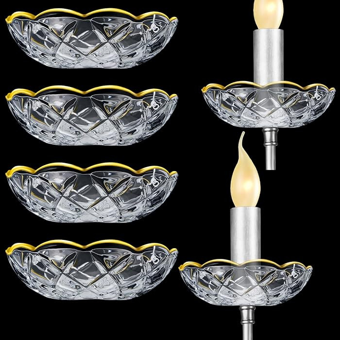 Bonuci 6 Pcs Chandelier Bobeche 4 Side Holes 4 Inch Crystal Chandelier Bobeche Cups Replacement P... | Amazon (US)