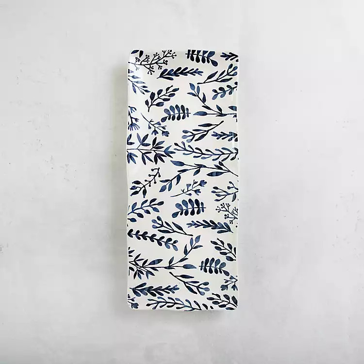 White and Blue Vines Serving Tray | Kirkland's Home