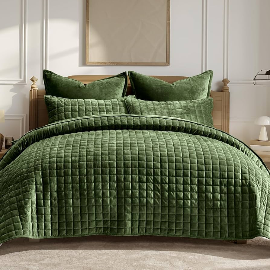 RECYCO Luxury Velvet Quilt Set King Size Bedding Sets, Ultra Soft Velvet Comforter Set, Lightweig... | Amazon (US)