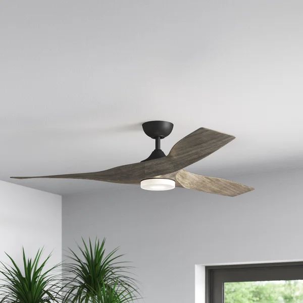 60'' Ferland 3 - Blade LED Smart Propeller Ceiling Fan with Remote Control and Light Kit Included | Wayfair North America