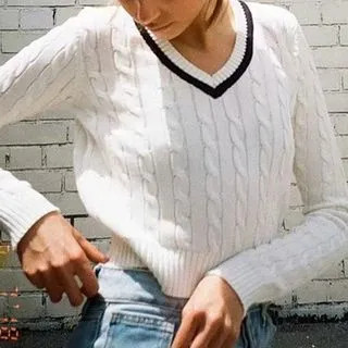 Cable Knit Sweater White - One Size | YesStyle Global