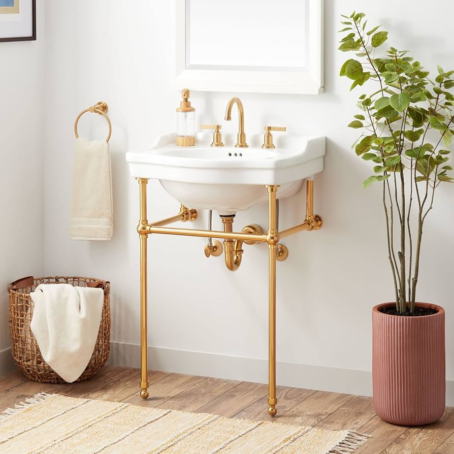 Signature Hardware 480504 Cierra 24-1/4" Vitreous China Console Bathroom Sink with 3 Faucet Holes at 8" Centers | Amazon (US)