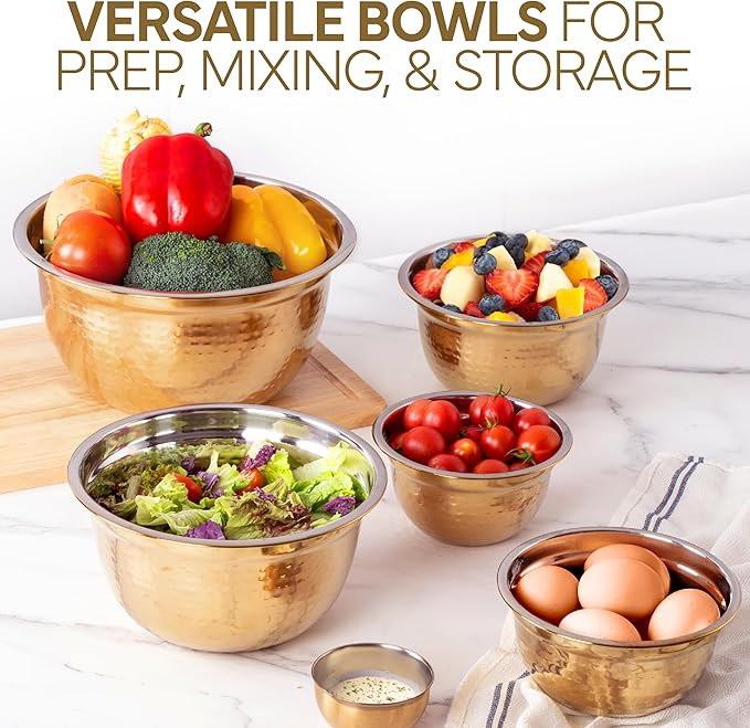 COOK WITH COLOR 18 Piece Mixing Bowls Set with Airtight Lids, Handcrafted Stainless Steel Bowls, ... | Amazon (US)