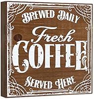 OHIO WHOLESALE, INC. Fresh Coffee Brewed Daily Served Here Wood Box Sign | Home Office Cafe Decor... | Amazon (US)
