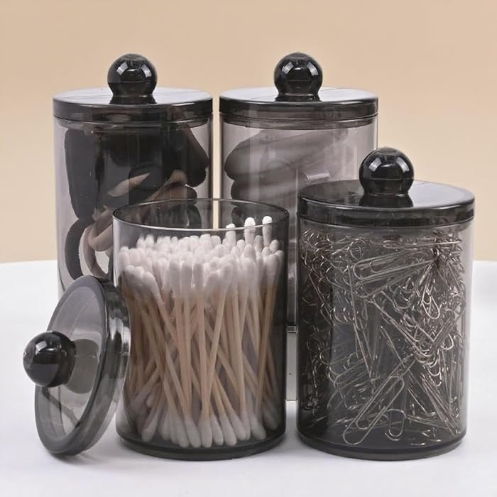 4-Pack Acrylic Vanity Organizer Set – Clear Bathroom Storage for Qtips, Makeup | Countertop Dis... | Amazon (UK)