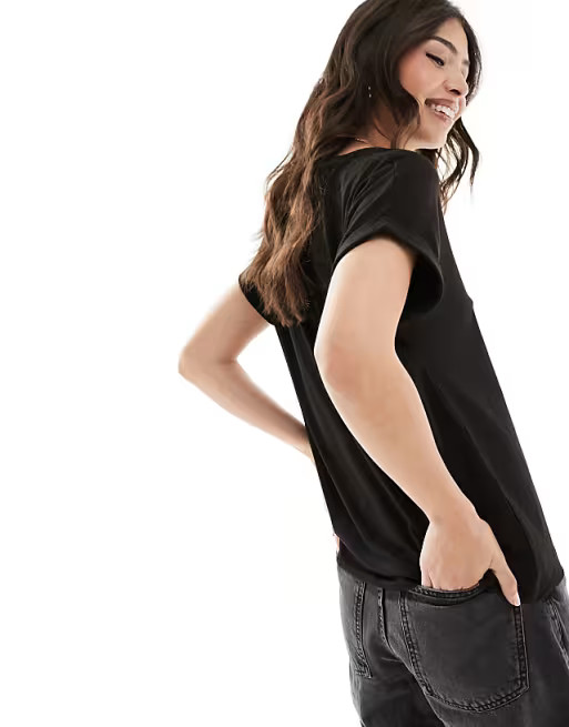ONLY soft round neck t-shirt in black | ASOS (Global)