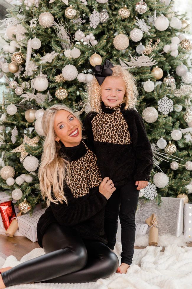 Kids Season Of Love Leopard/Black Pullover | The Pink Lily Boutique