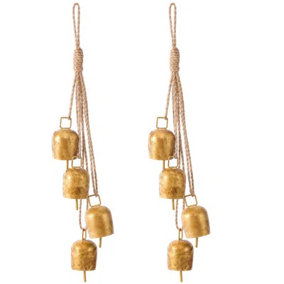 2 Pcs Gold Vintage Bells With Hanging Rope, Decorative Metal Cow Bells For Weddings, Parties, And Christmas DIY Wreaths, Home Decor | Wayfair North America