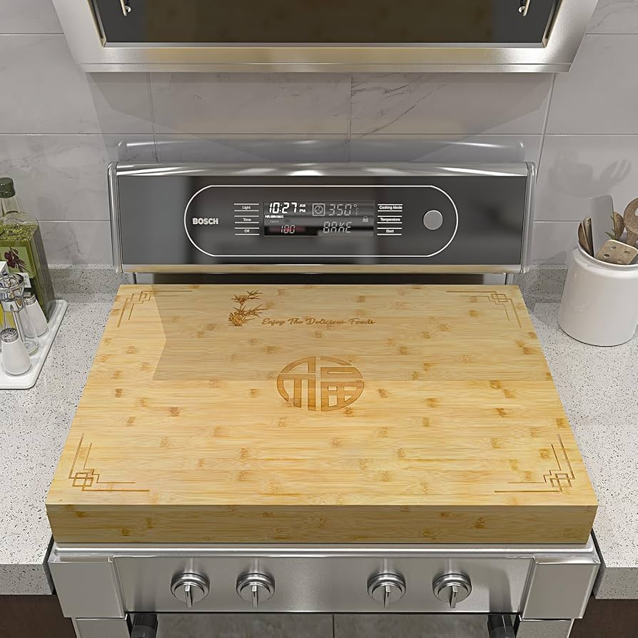 Bukfen Bamboo Wood Stove Top Cover and Cutting Board for Electric Stove and Gas Stove-Sink Cover ... | Amazon (US)