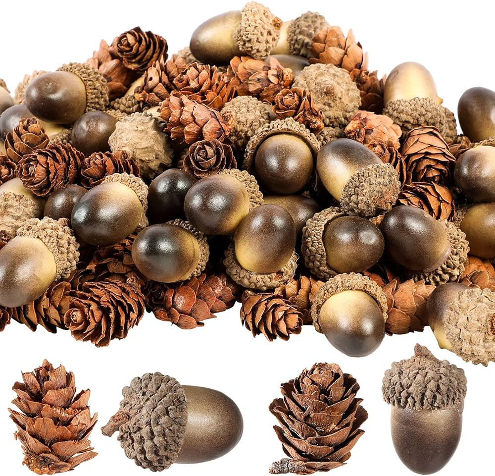 Syhood 200 Pieces Thanksgiving Natural Mini Pine Cone Artificial Acorn Pine Cone Ornament Simulat... | Amazon (US)