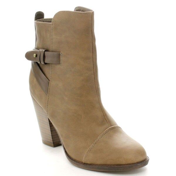 Breckelle's Heather-32 Women's High Top Belted Chunky Stacked Heel Ankle Booties | Bed Bath & Beyond