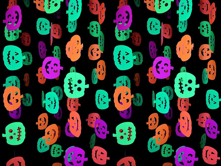 Midnight Glo Halloween Decoration 78ft Neon Pumpkin Garland Wall Hanging Decorations for Hallowee... | Amazon (US)