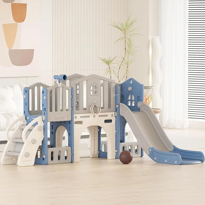 YUFU 9 in 1 Toddler Slide Set, Kids Slide for Toddlers Age 1-3, Toddler Playset with Climber, Rin... | Amazon (US)