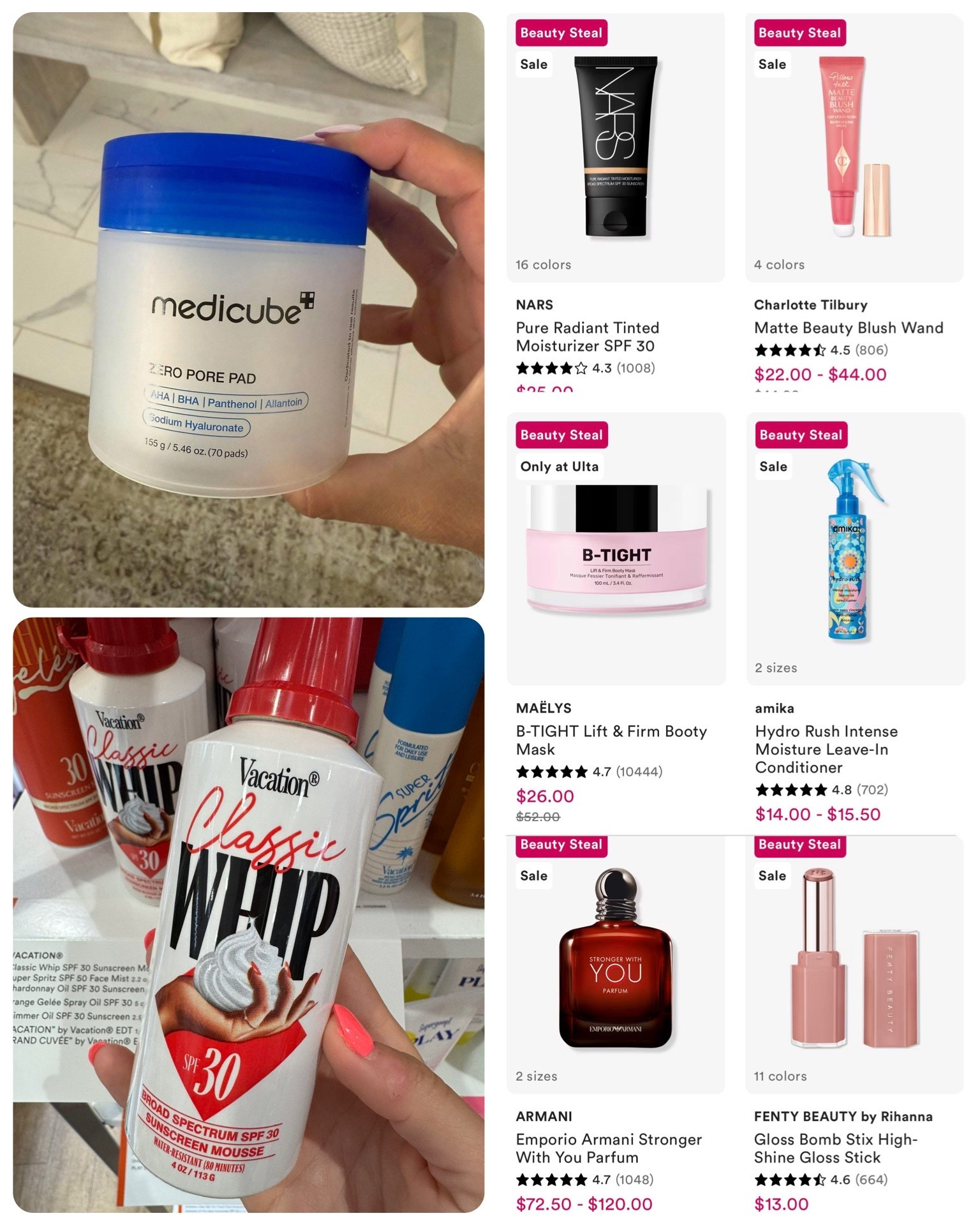 Today’s Ulta deals are STEALS!!! Amika leave in, Whip Vacation sunscreen, Charlotte Tillsbury, Medicube pore pads, Urban Decay, and more- all 50% off!!!! #ad