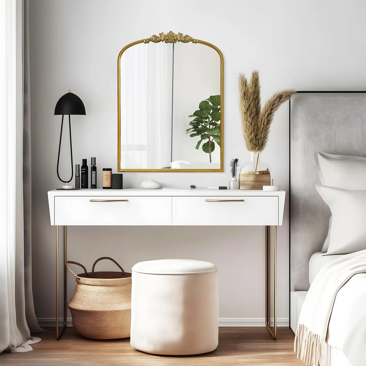 Kiany Metal Arched Mirror Vintage Mirror with Ornate Frame | Wayfair North America