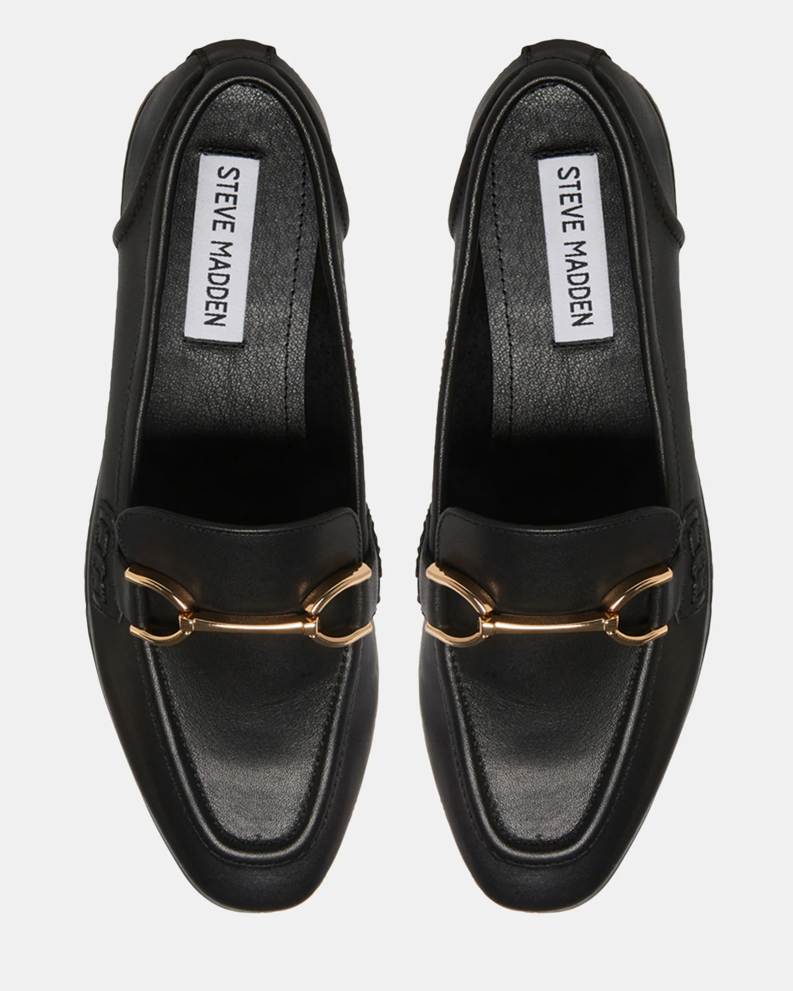 CARRINE Black Leather Women's Loafers | Women's Designer Loafers | Steve Madden (Canada)