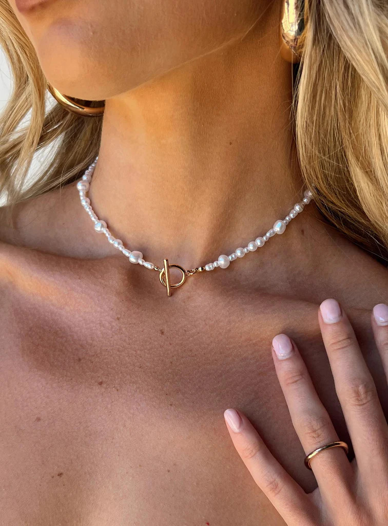 Sandford Pearl Necklace Gold | Princess Polly US