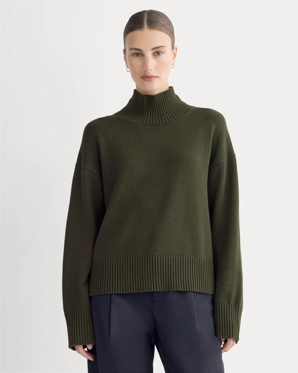 The Boxy Turtleneck in Everyday Cotton | Dark Heathered Camel | Everlane