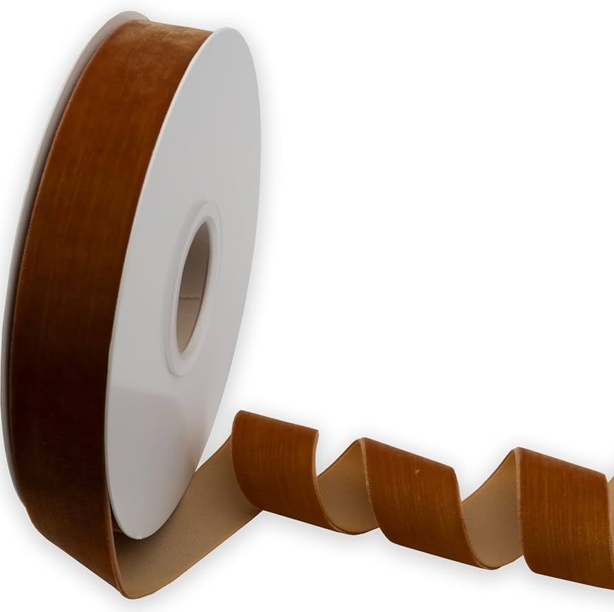 XMRIBBON Copper Velvet Ribbon Single Sided, 1 Inch by 10 Yards Spool | Amazon (US)
