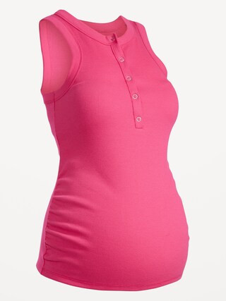 Maternity Rib-Knit Henley Tank Top | Old Navy (US)