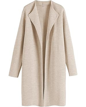 Caracilia Womens Long Knit Cardigan Sweaters Oversized Open Front Long Sleeve Lapel Casual Jacket... | Amazon (US)