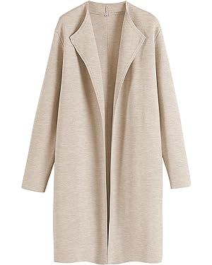 Caracilia Womens Long Knit Cardigan Sweaters Oversized Open Front Long Sleeve Lapel Casual Jacket... | Amazon (US)