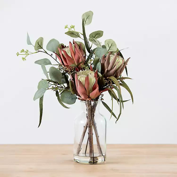 Mauve Eucalyptus Protea Arrangement in Vase | Kirkland's Home