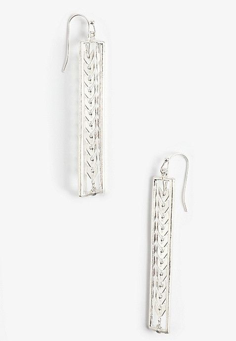 Silver Arrow Bar Drop Earrings | Maurices