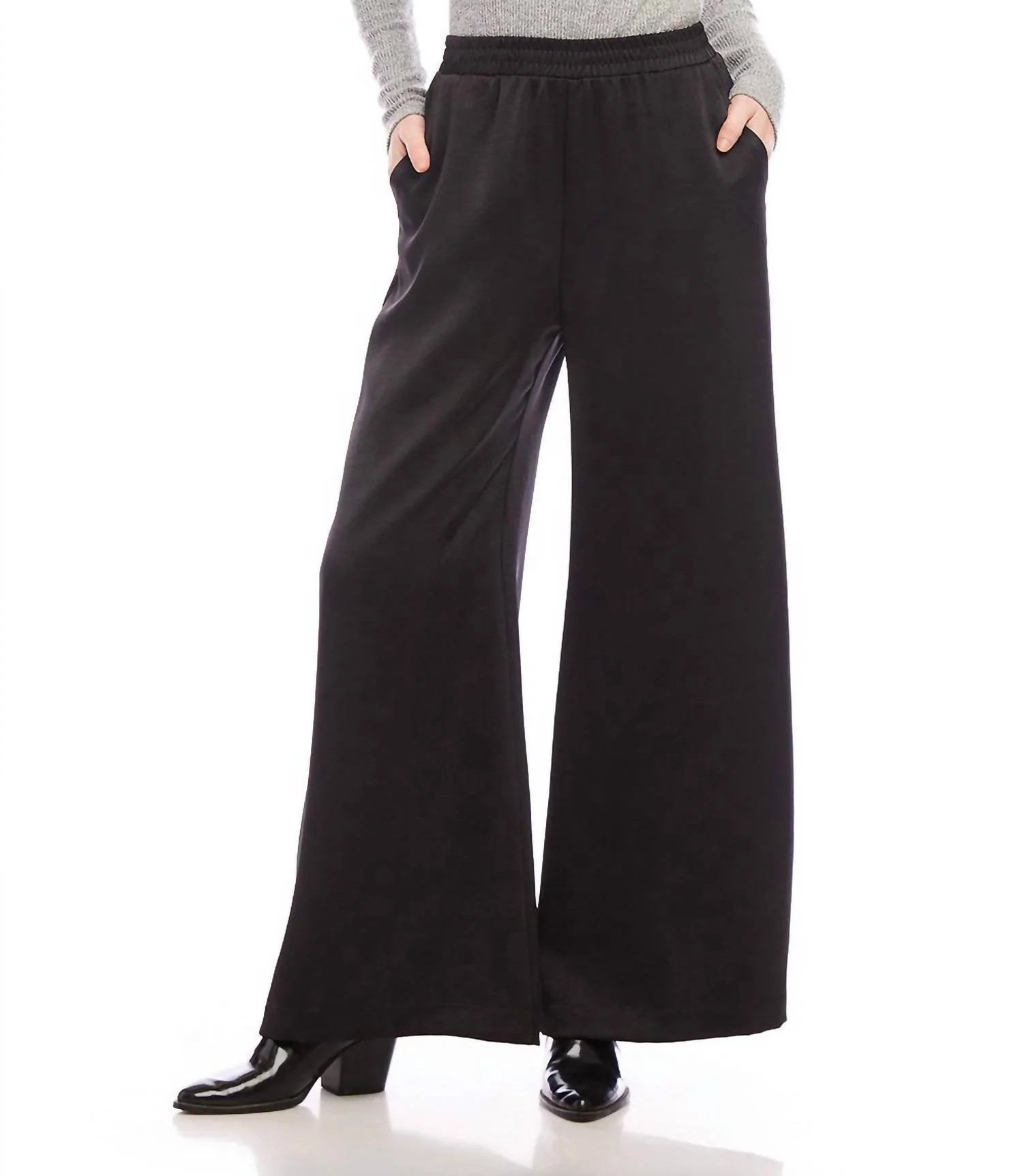 Wide Leg Satin Pants In Black | Shop Simon