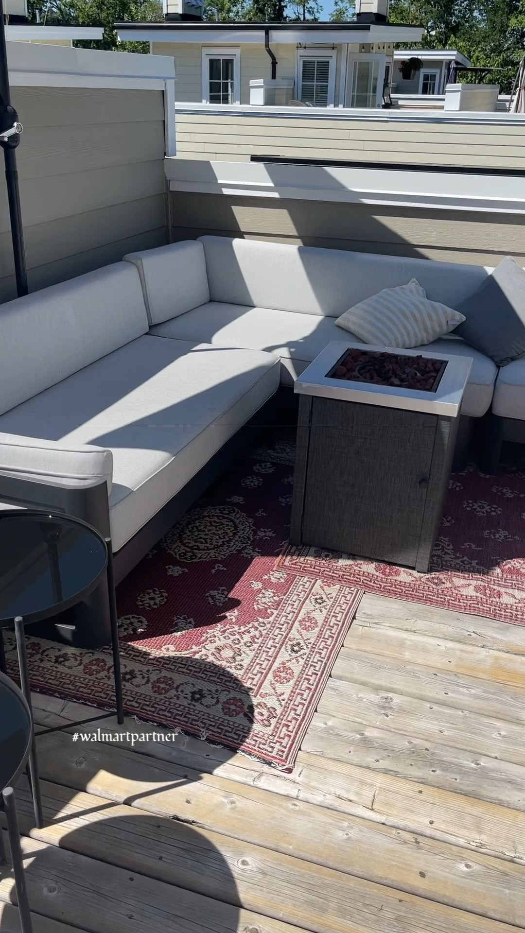 
#WalmartPartner We live in a townhouse so our roof IS our backyard, and it was time for a few updates! I replaced our 7yr old outdoor rugs with brand new indoor/outdoor rugs from the @Walmart x David & Jenny Marrs for Better Homes & Gardens collection. They are a natural beige with a sage diamond design and are made to use indoors or outdoors. Both rugs you see here are the 5' x 7' size and are under $80 each! I then threw in some new pillows, and it feels like a totally different space.

#WalmartHome #WelcomeToYourWalmart #WalmartOutdoorOasis #WalmartPatioFinds #IYWYK #backyard #outdoor #patioinspo #patiogoals #walmartfinds #patioideas #patiorefresh #walmarthome #rugs #outdoorrug #rug #moderntraditional patio ideas. Patio inspiration. Backyard inspiration. Backyard ideas. Backyard refresh. indoor outdoor rugs.  Walmart finds. Walmart patio finds. Modern traditional patio. Transitional throw pillows. Deal of the day. Walmart home. 


#LTKhome #LTKSeasonal #LTKFind