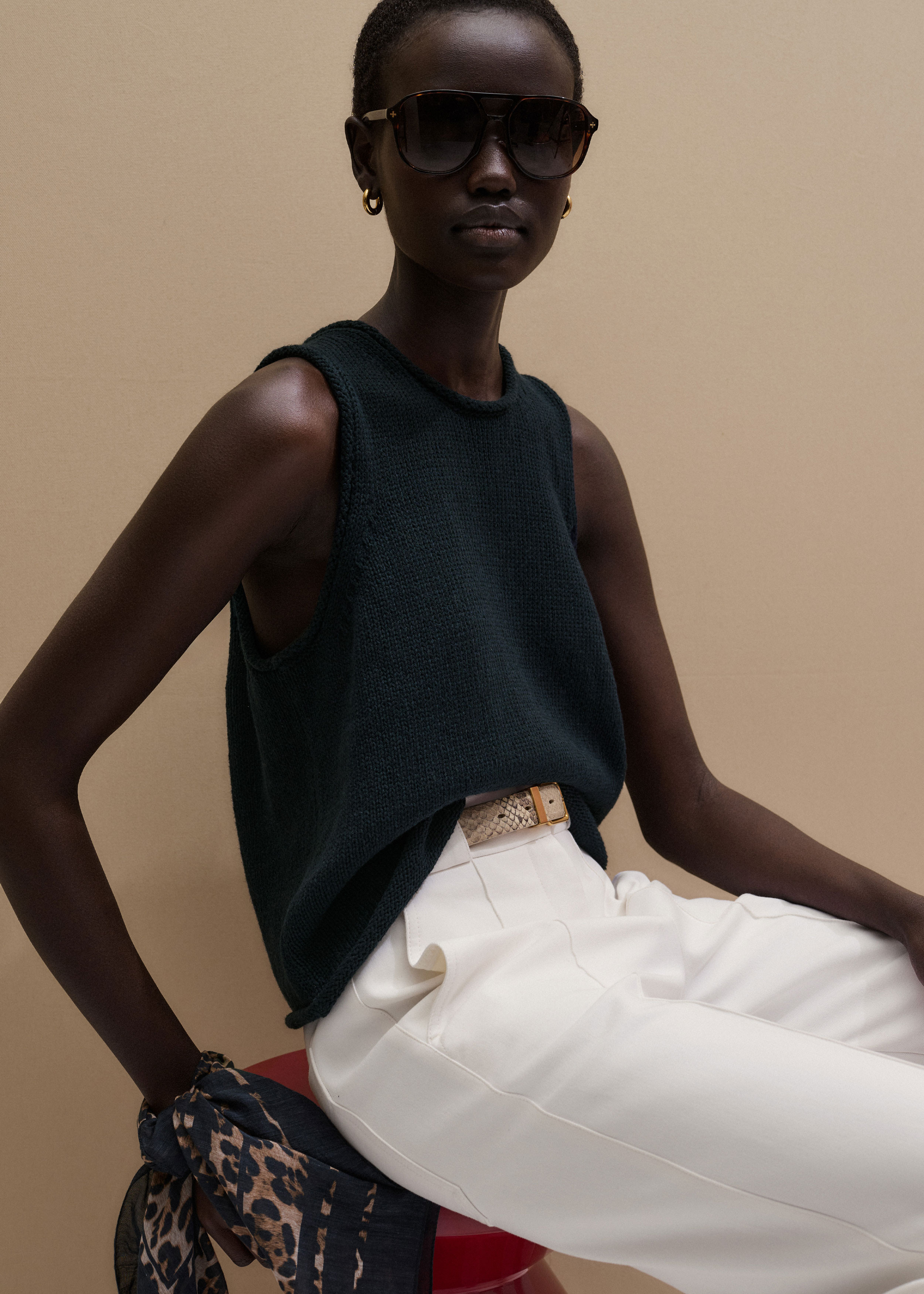 Chunky Knit Tank Cotton Linen Knit | ME+EM US