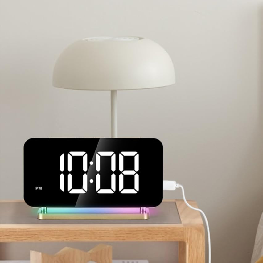 SZELAM Digital Clock Large Display, LED Electric Alarm Clocks Mirror Surface for Makeup with Dimi... | Amazon (US)