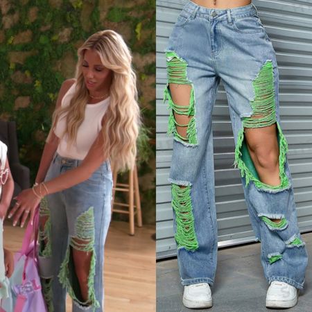 Danielle Cabral’s Green Fringe Jeans