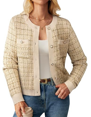 GRACE KARIN Women's Fall Cardigan Sweaters Button Knit Jackets Khaki XL | Amazon (US)