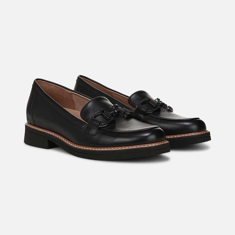 Naturalizer Theo Loafer Shoes, Black Leather, 6.0M Slip-On, Round Toe | Naturalizer