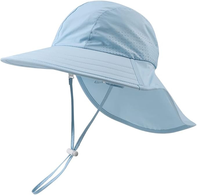 Toddler Summer Hat with Neck Flap Waterproof Kids Swim Hat Baby UV Protection Sun Hats Beach Cap ... | Amazon (US)