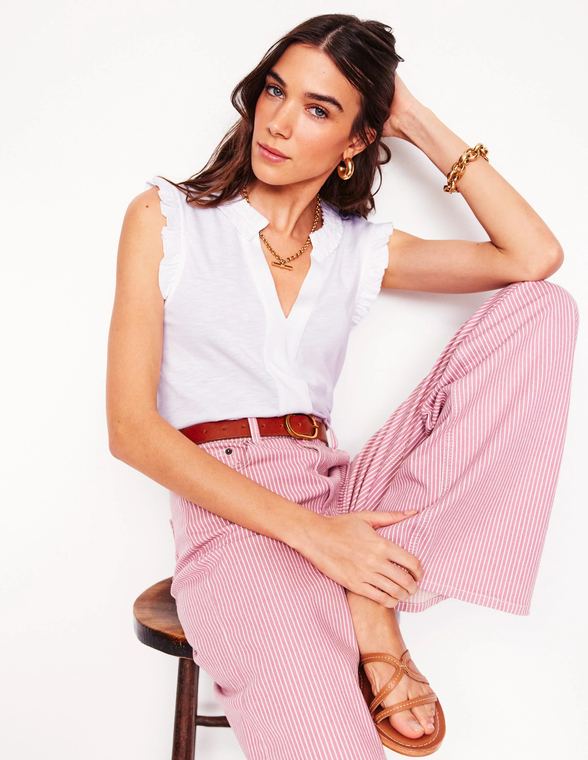 Lola Sleeveless Top-White | Boden UK