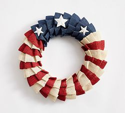 Liberty Handcrafted Burlap Wreath | Pottery Barn (US)