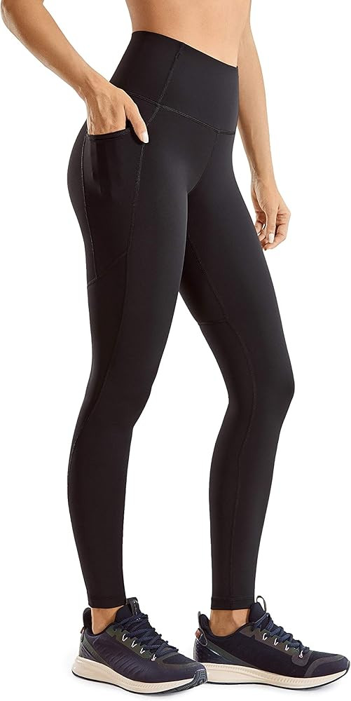 CRZ YOGA Women's Naked Feeling Workout Leggings 28 Inches - High Waisted with Pockets Tummy Control | Amazon (US)