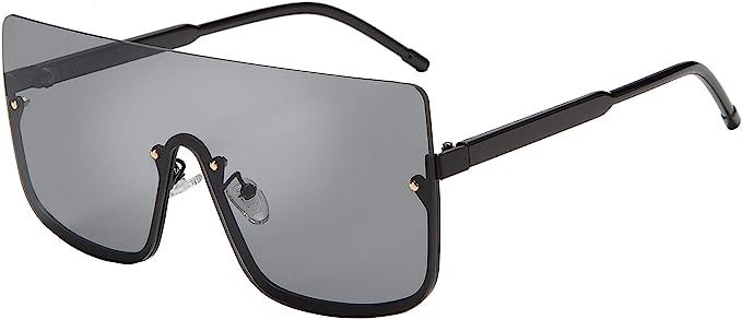 FEISEDY Retro One Piece Rimless Oversized Sunglasses for Women Vintage Inspired Sunglasses B2490 | Amazon (US)