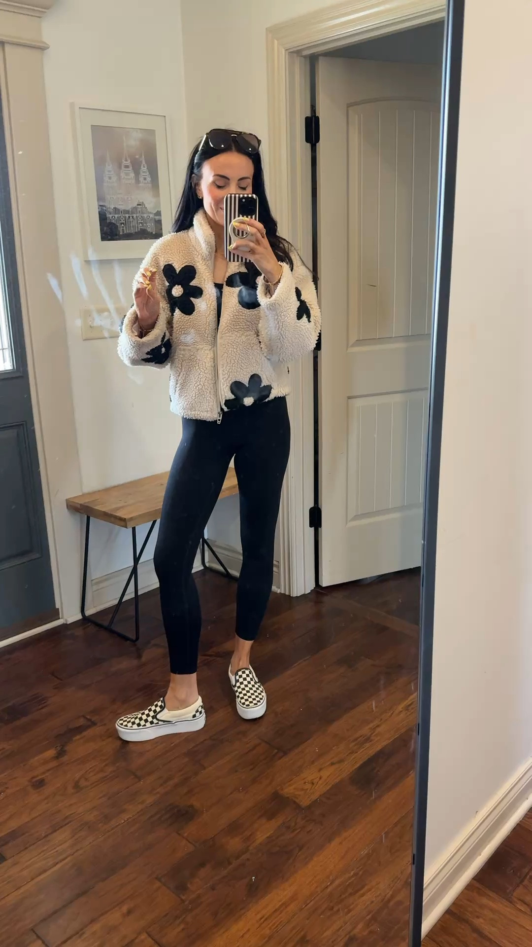 Road trip fit- platform vans and a very cool floral jacket 