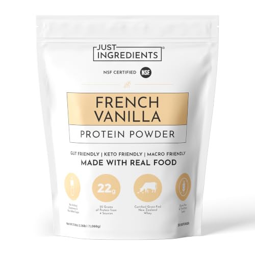 JUST INGREDIENTS French Vanilla Protein Powder - Grass-Fed Whey - 30 Serv | Amazon (US)