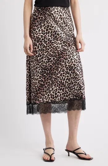 Rails Ebony Leopard Print Lace Satin Skirt in Nala at Nordstrom Rack, Size Large | Nordstrom Rack