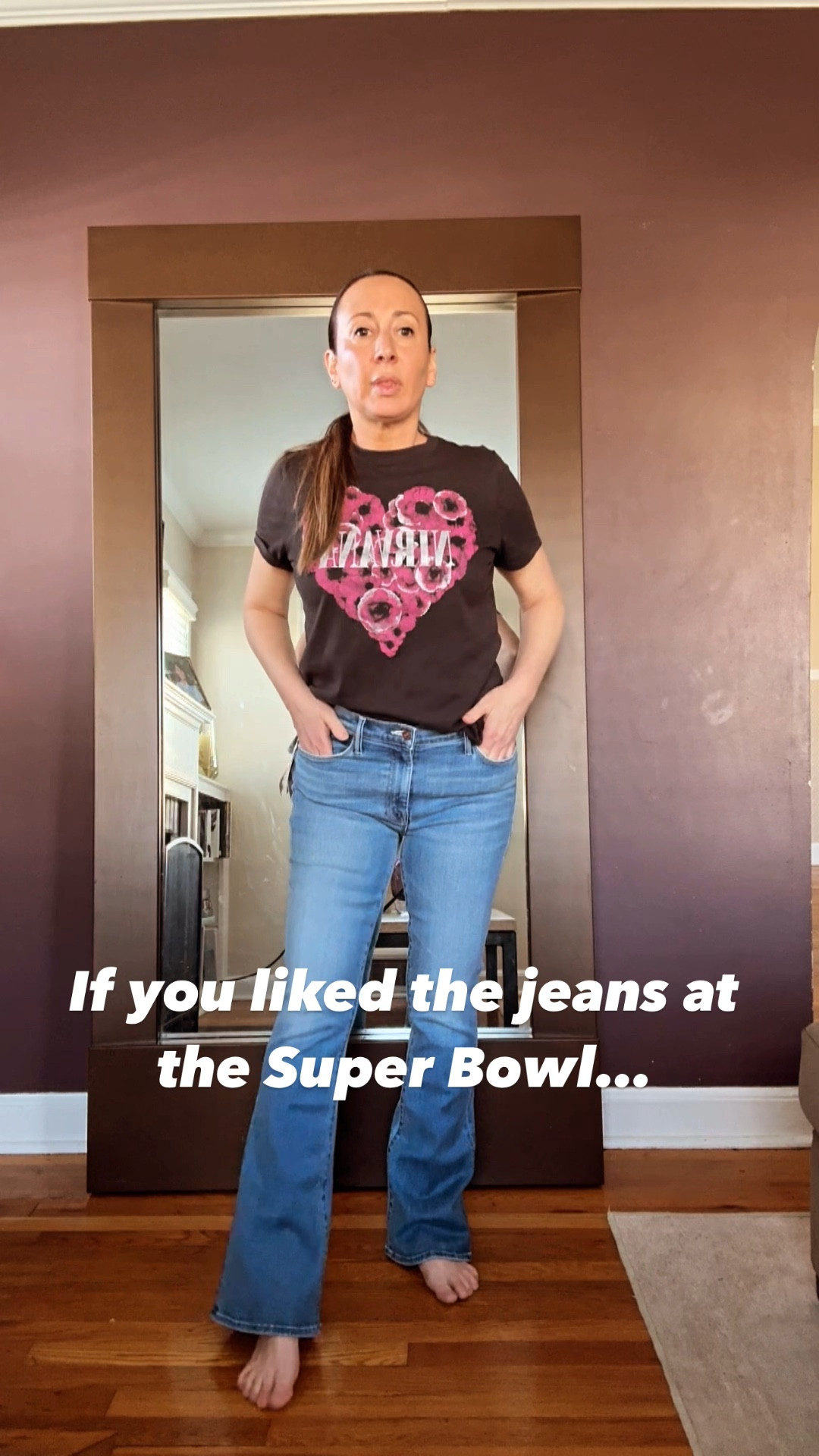 Bought these just last week and thought they look so similar to another pair that’s become famous recently!  IYKYK

Flare jeans. Denim. Super Bowl jeans  

#LTKWatchNow #LTKSeasonal #LTKStyleTip
