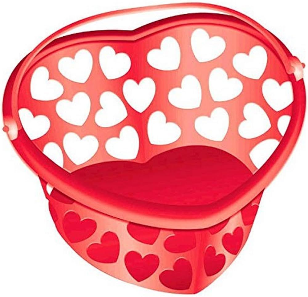 amscan Heart Shaped Plastic Container Party Supplies-1 Pc, 7" x 7 3/4", Red | Amazon (US)
