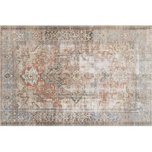 Loloi Rugs Loren 3'6" x 5'6" Printed Polyester Rug in Terracotta and Blue | Homesquare