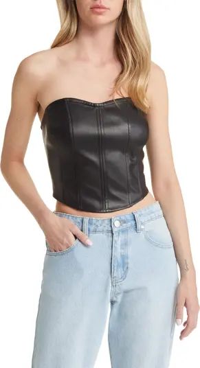 Faux Leather Strapless Corset Top | Nordstrom