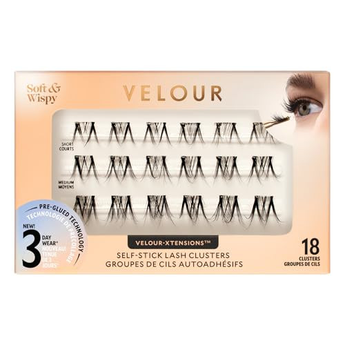 Velour Self-Stick Self Adhesive Lash Clusters, 18 Count (Soft & Wispy) | Amazon (US)