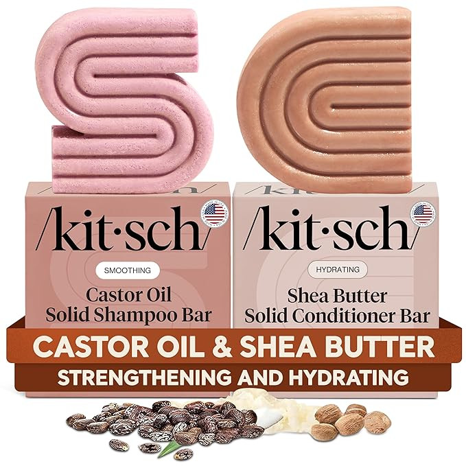 Kitsch Castor Oil Shampoo & Shea Butter Conditioner Bar – Shampoo and Conditioner Set - Hydrati... | Amazon (US)